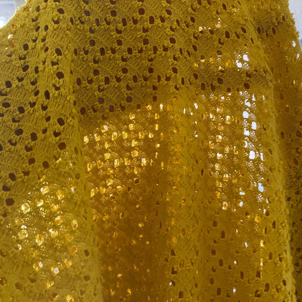 Madewell Texture & Thread Womens Top S Yellow Pointelle Flutter Sleeve Knit - Picture 4 of 7